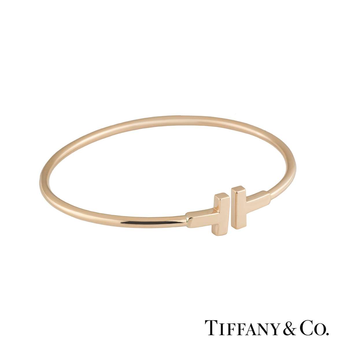 Tiffany & Co. Rose Gold Tiffany T Narrow Wire Bracelet | Rich Diamonds